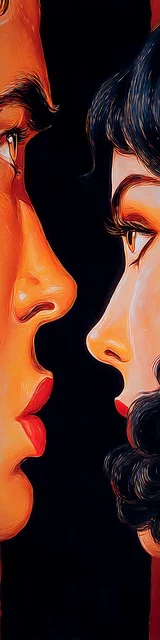 Free dark romance bookmark featuring a couple with faces close together in a narrow space